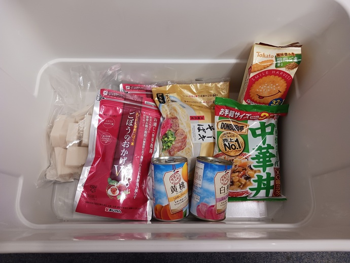 寄付された食品の写真（イオンモール分）